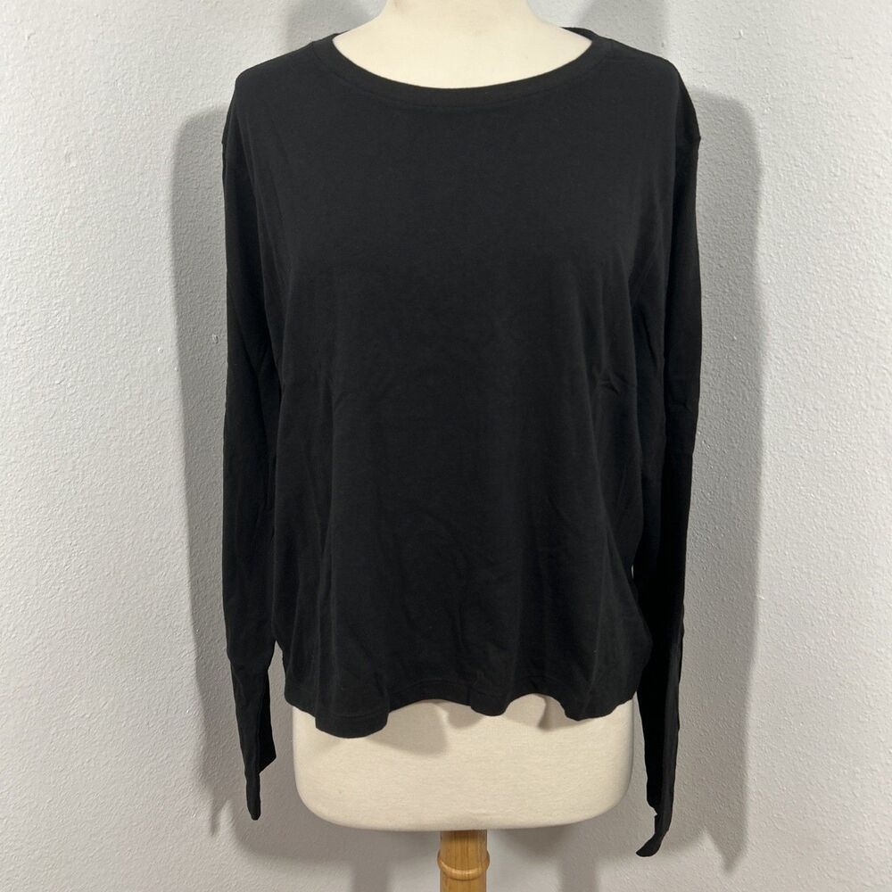 Pink Victorias Secret Top Womens XXL Black Cropped Crew Pullover‎ Y2K